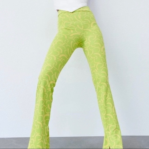NWT Groovy Zara Flare Fitted Pants in groovy neon shades and pattern - Picture 1 of 7